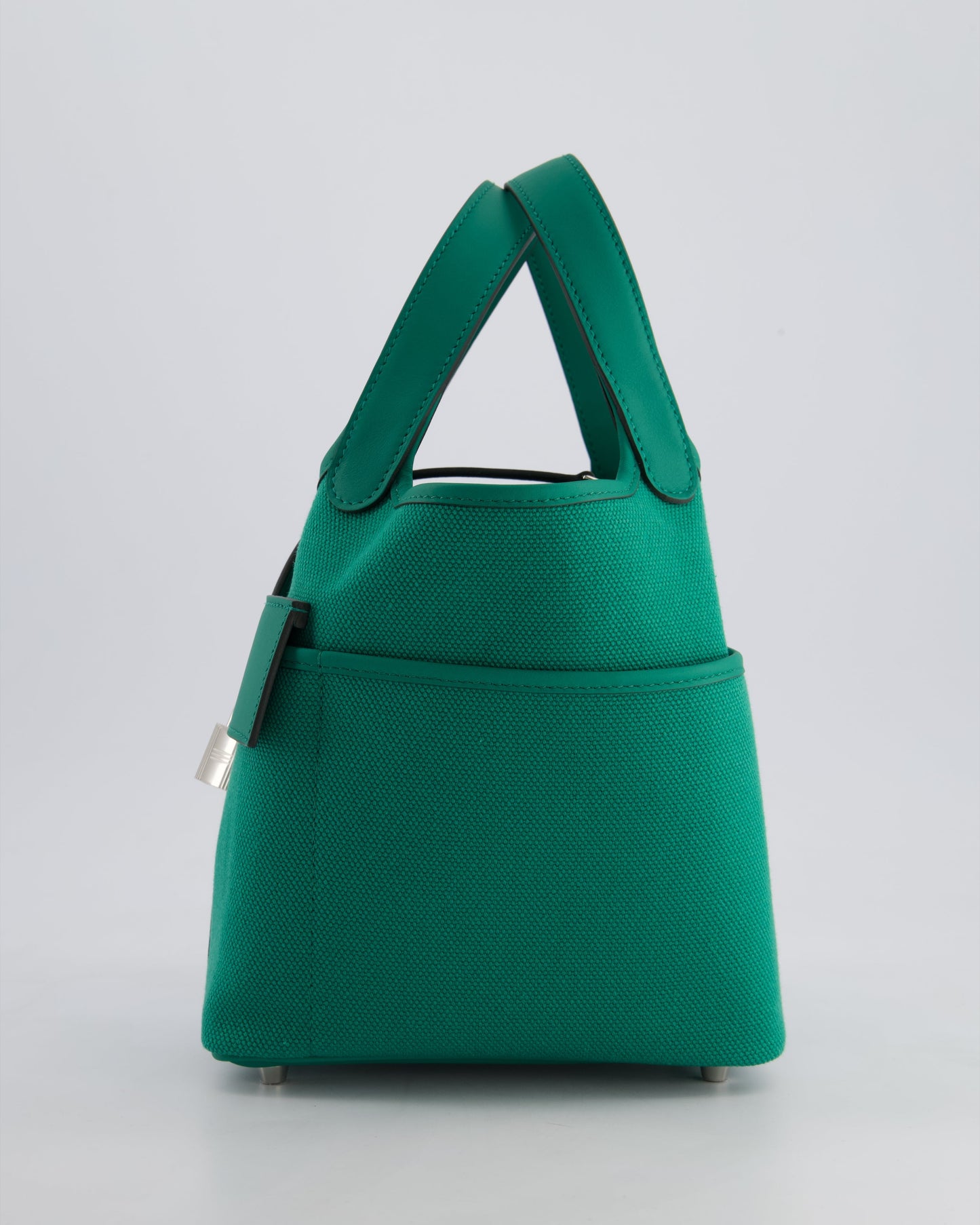 Hermes Picotin 18cm Cargo in Vert Vertigo in Ecru and Swift Leather with Palladium Hardware