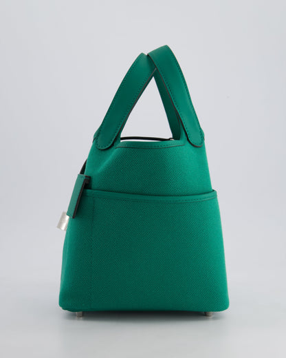 Hermes Picotin 18cm Cargo in Vert Vertigo in Ecru and Swift Leather with Palladium Hardware