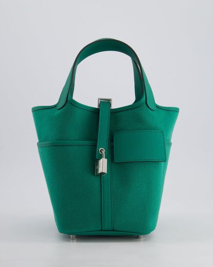 Hermes Picotin 18cm Cargo in Vert Vertigo in Ecru and Swift Leather with Palladium Hardware