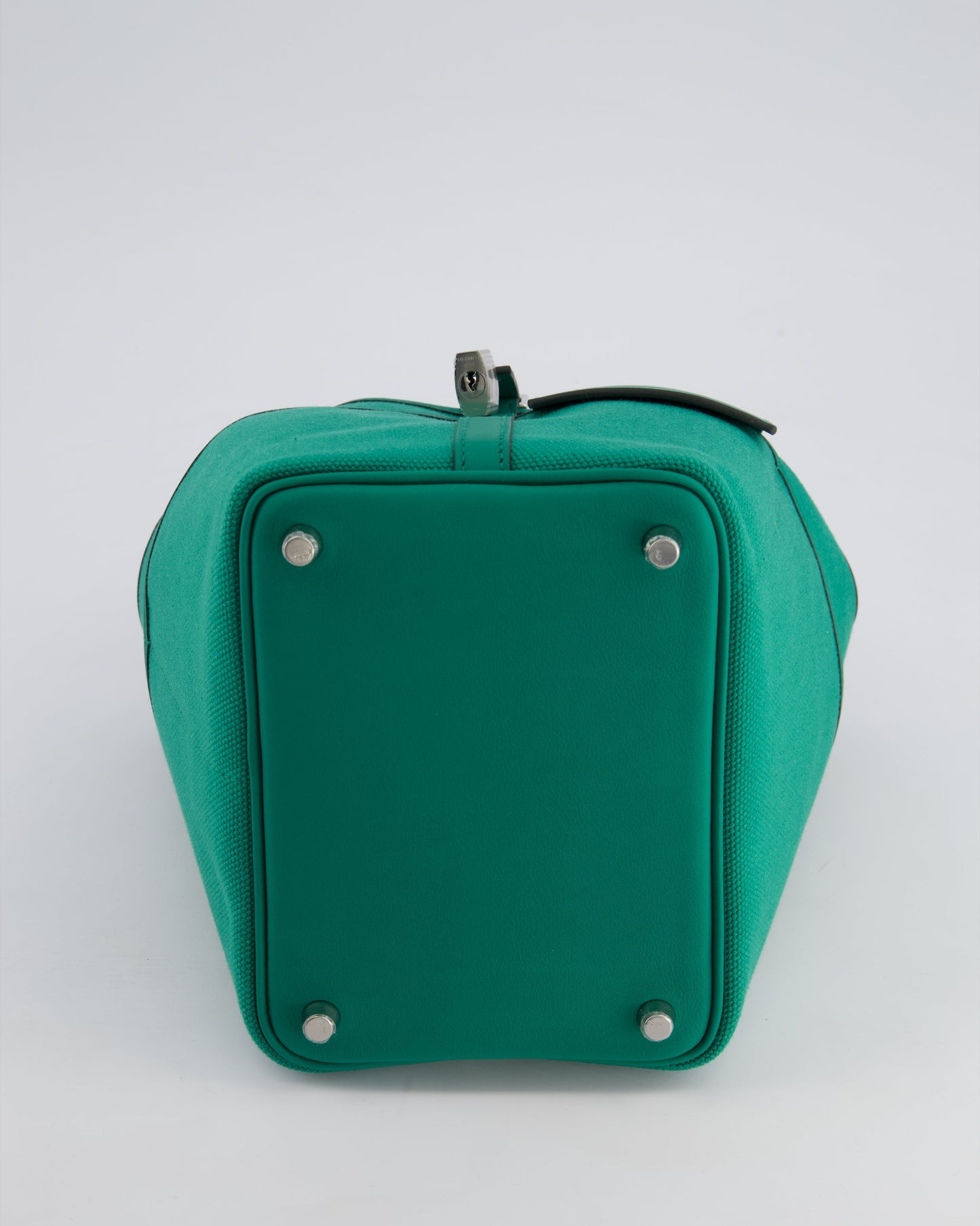 Hermes Picotin 18cm Cargo in Vert Vertigo in Ecru and Swift Leather with Palladium Hardware