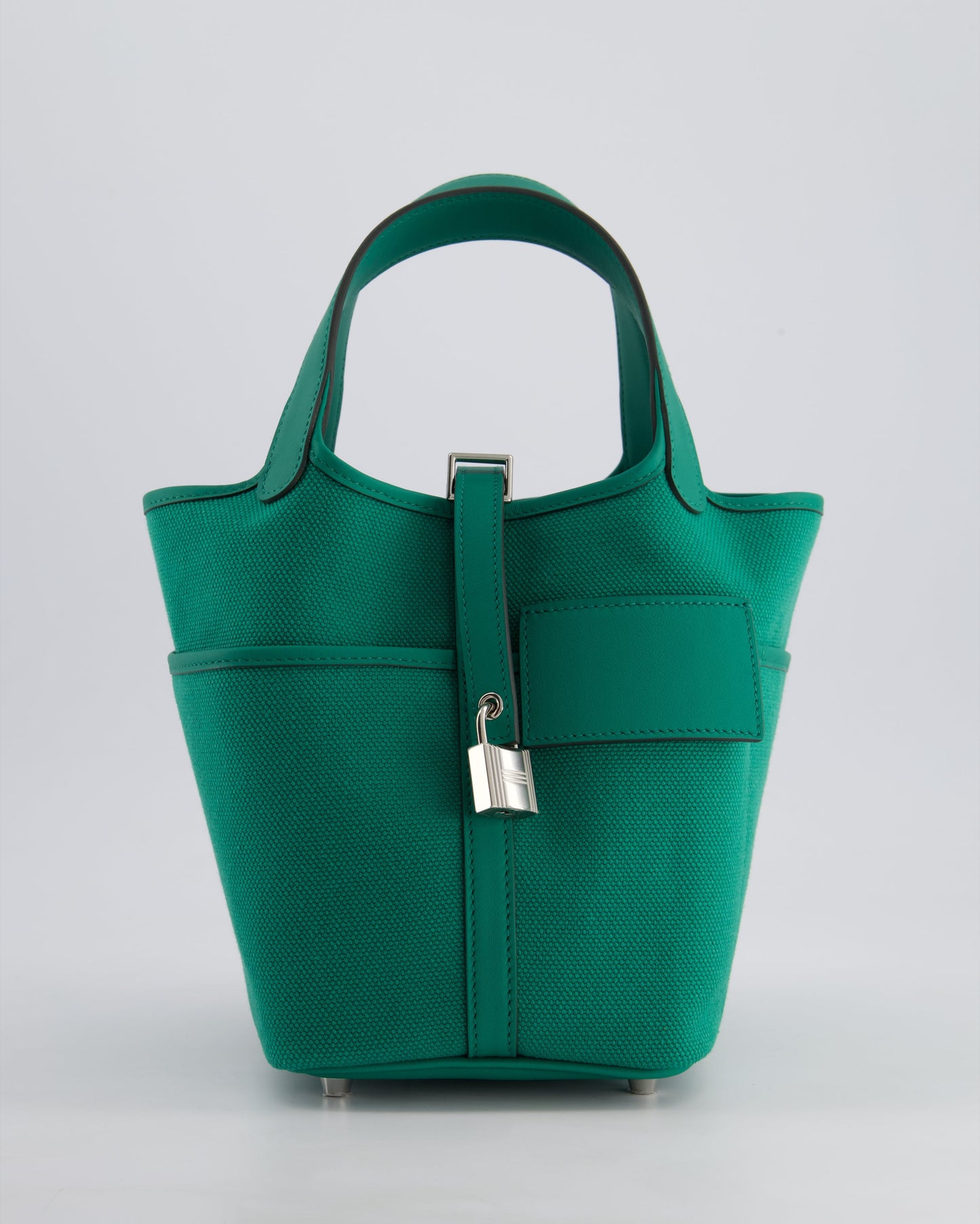 Hermes Picotin 18cm Cargo in Vert Vertigo in Ecru and Swift Leather with Palladium Hardware