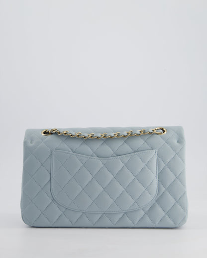 *HOT* Chanel Baby Blue Medium Classic Double Flap Bag in Caviar Leather with Champagne Gold Hardware