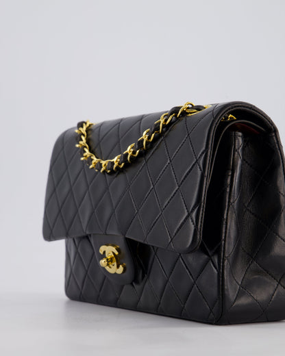 *PERFECT VINTAGE* Chanel Vintage Black Medium Classic Double Flap Bag in Lambskin Leather with 24k Gold Hardware