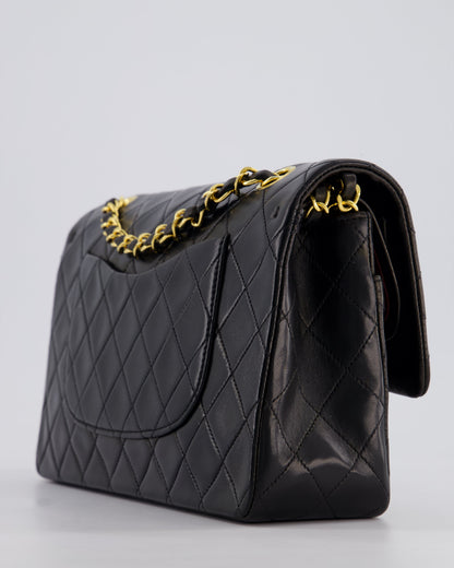 *PERFECT VINTAGE* Chanel Vintage Black Medium Classic Double Flap Bag in Lambskin Leather with 24k Gold Hardware