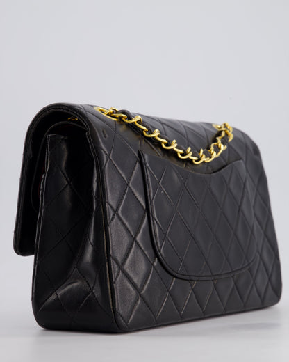 *PERFECT VINTAGE* Chanel Vintage Black Medium Classic Double Flap Bag in Lambskin Leather with 24k Gold Hardware