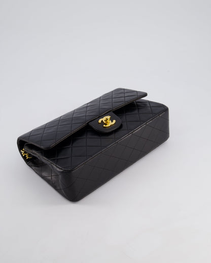 *PERFECT VINTAGE* Chanel Vintage Black Medium Classic Double Flap Bag in Lambskin Leather with 24k Gold Hardware