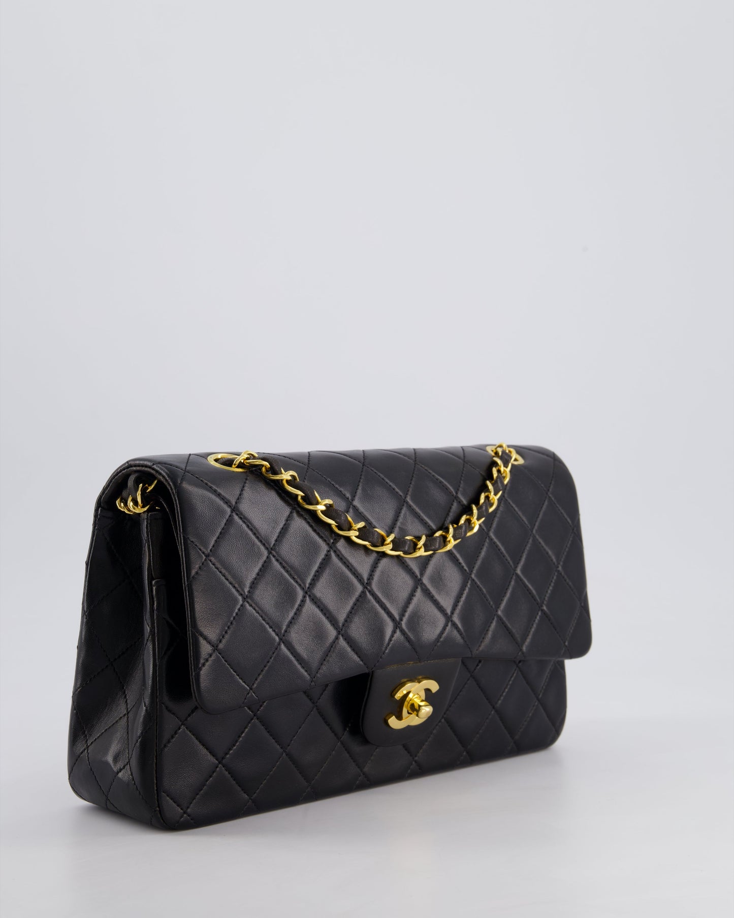 *PERFECT VINTAGE* Chanel Vintage Black Medium Classic Double Flap Bag in Lambskin Leather with 24k Gold Hardware