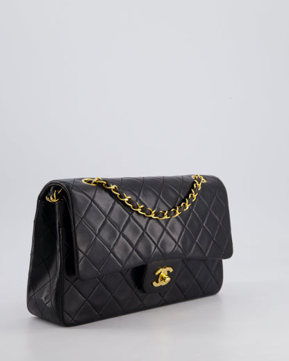 *PERFECT VINTAGE* Chanel Vintage Black Medium Classic Double Flap Bag in Lambskin Leather with 24k Gold Hardware
