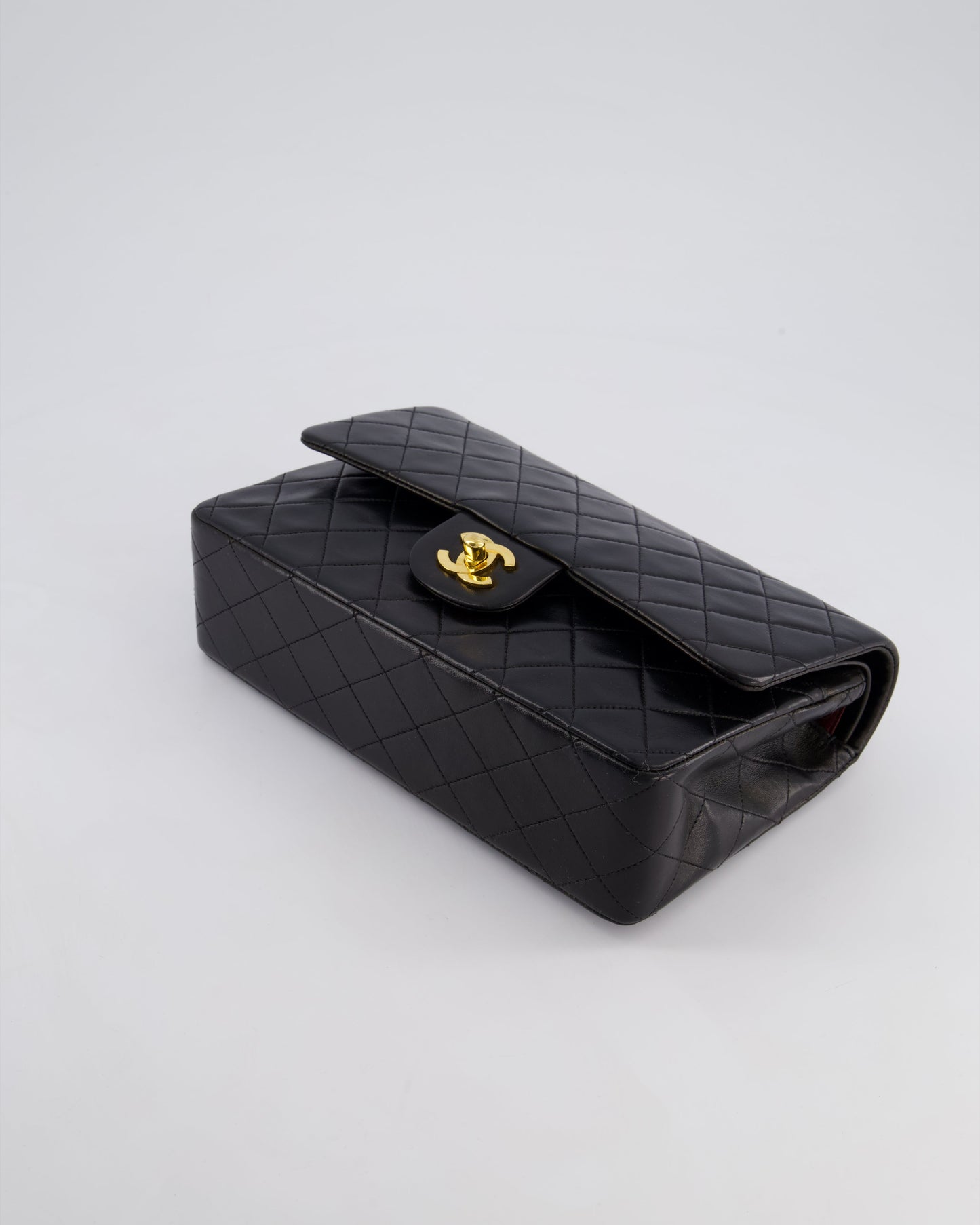 *PERFECT VINTAGE* Chanel Vintage Black Medium Classic Double Flap Bag in Lambskin Leather with 24k Gold Hardware