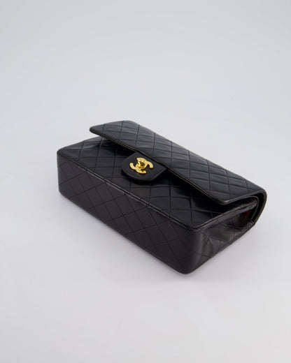 *PERFECT VINTAGE* Chanel Vintage Black Medium Classic Double Flap Bag in Lambskin Leather with 24k Gold Hardware