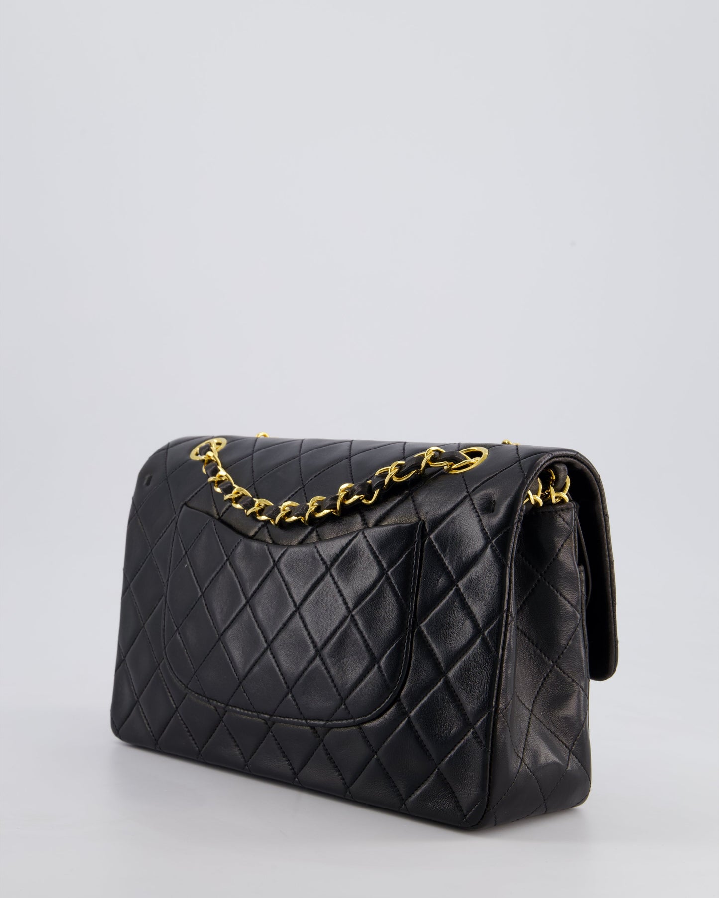 *PERFECT VINTAGE* Chanel Vintage Black Medium Classic Double Flap Bag in Lambskin Leather with 24k Gold Hardware