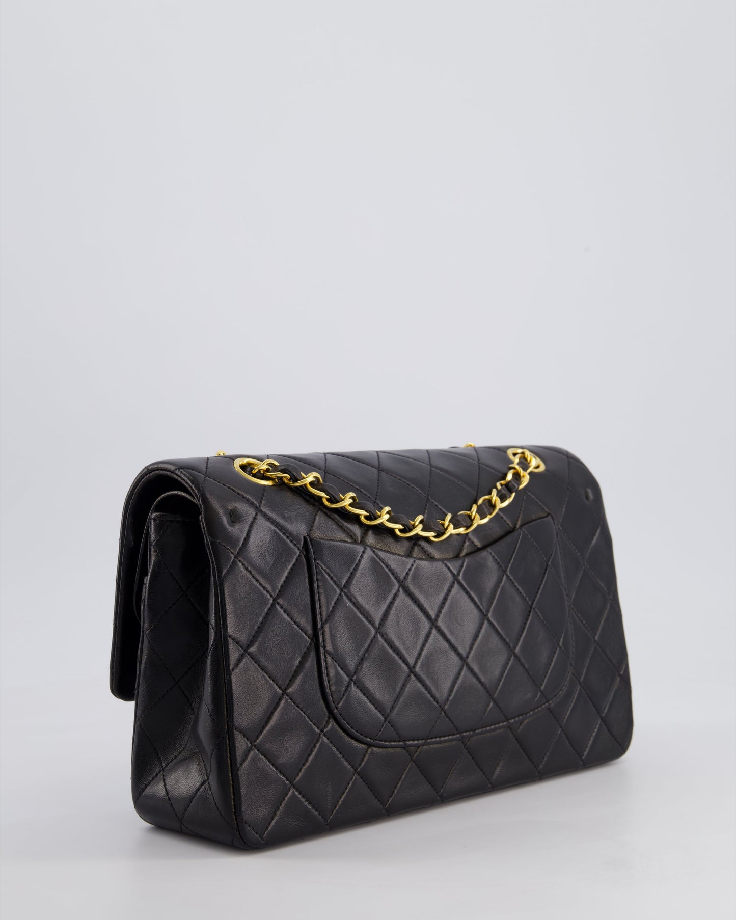 *PERFECT VINTAGE* Chanel Vintage Black Medium Classic Double Flap Bag in Lambskin Leather with 24k Gold Hardware