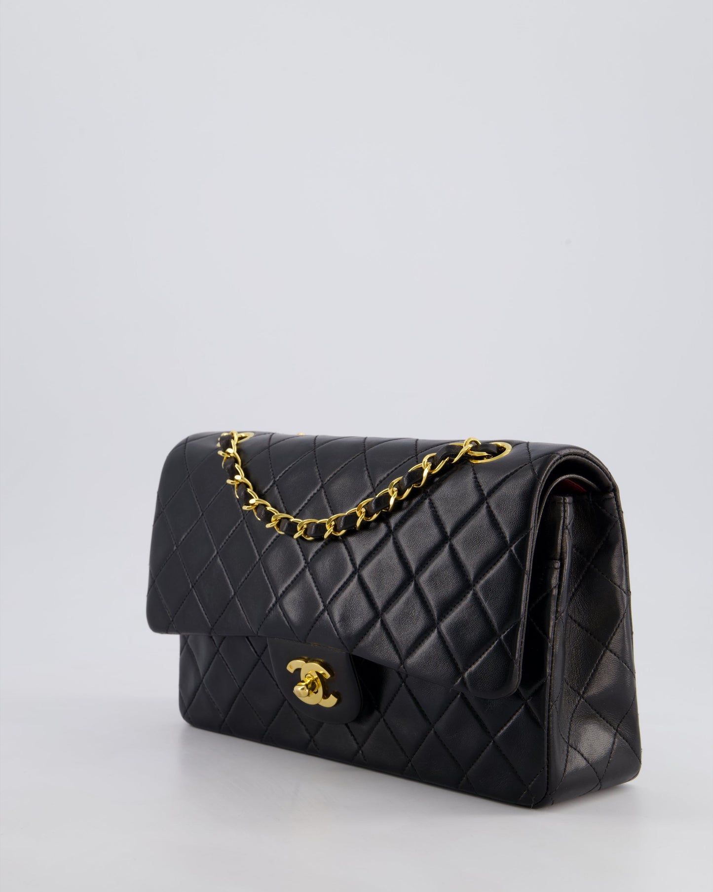 *PERFECT VINTAGE* Chanel Vintage Black Medium Classic Double Flap Bag in Lambskin Leather with 24k Gold Hardware