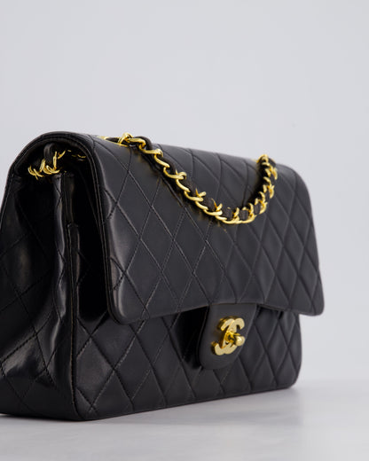*PERFECT VINTAGE* Chanel Vintage Black Medium Classic Double Flap Bag in Lambskin Leather with 24k Gold Hardware