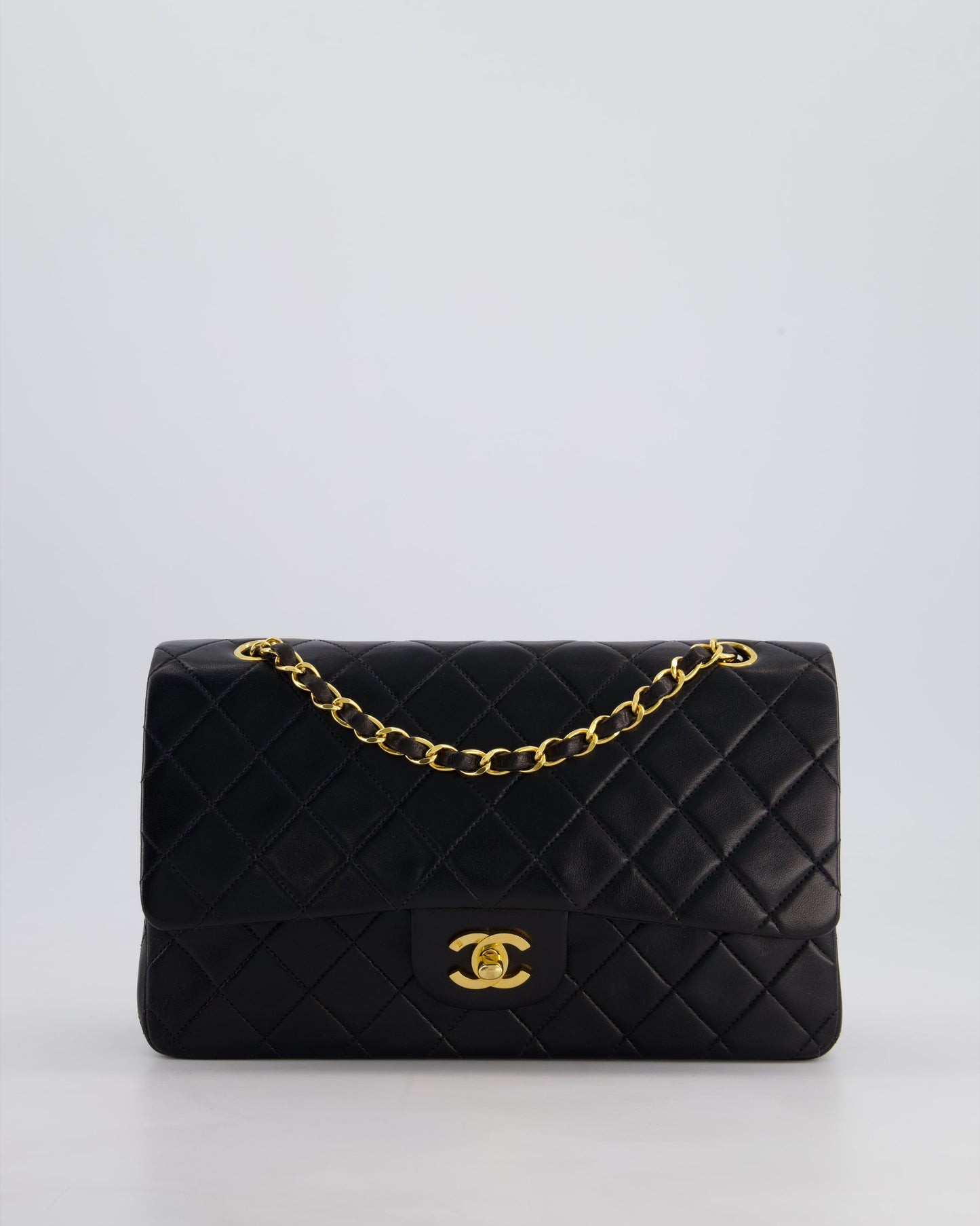 *PERFECT VINTAGE* Chanel Vintage Black Medium Classic Double Flap Bag in Lambskin Leather with 24k Gold Hardware