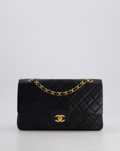 *PERFECT VINTAGE* Chanel Vintage Black Medium Classic Double Flap Bag in Lambskin Leather with 24k Gold Hardware