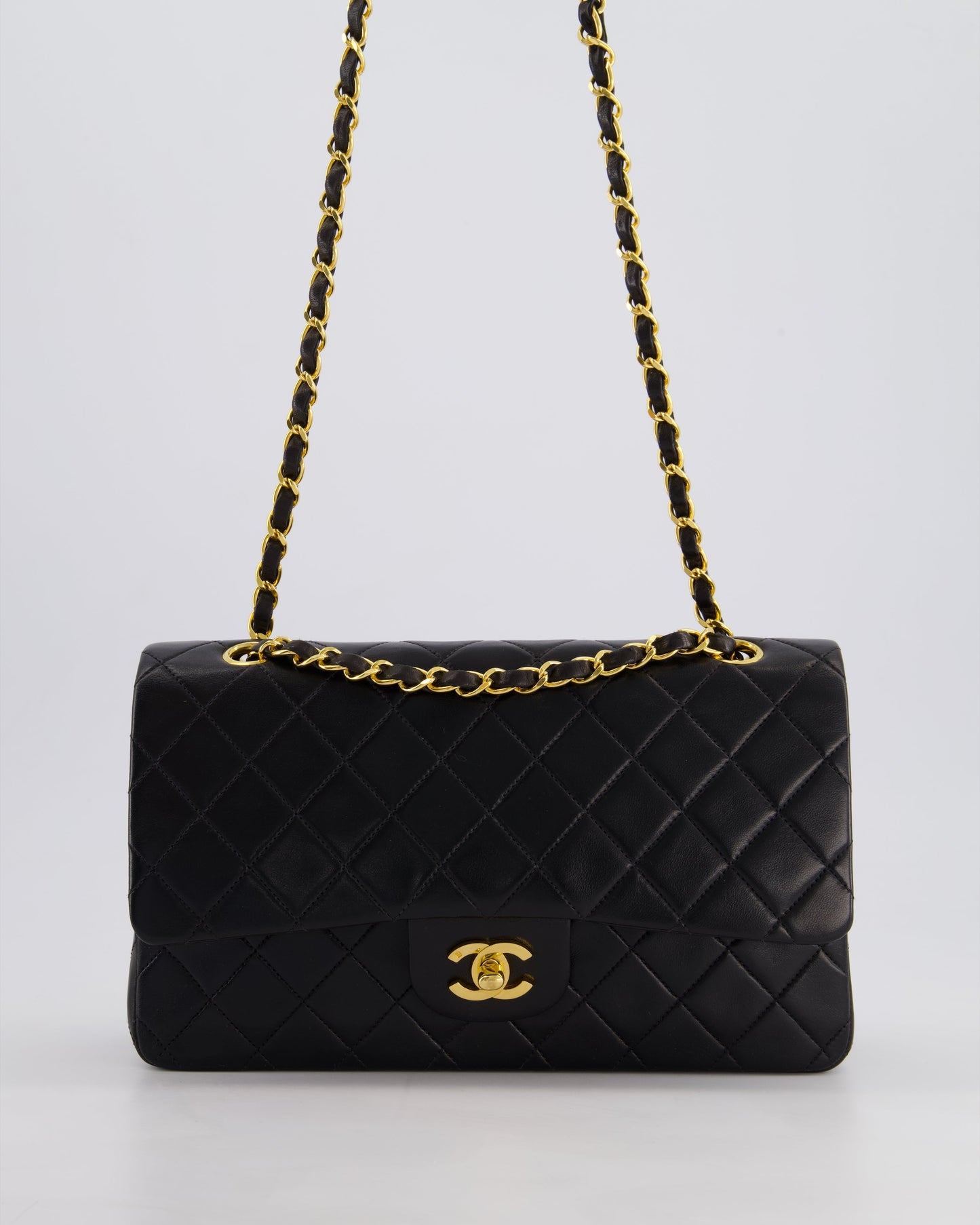 *PERFECT VINTAGE* Chanel Vintage Black Medium Classic Double Flap Bag in Lambskin Leather with 24k Gold Hardware