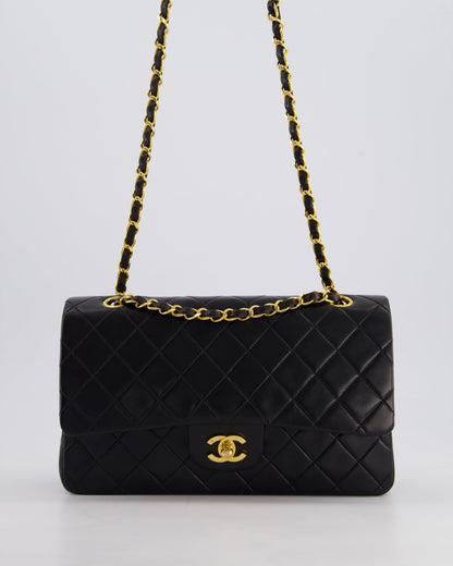 *PERFECT VINTAGE* Chanel Vintage Black Medium Classic Double Flap Bag in Lambskin Leather with 24k Gold Hardware