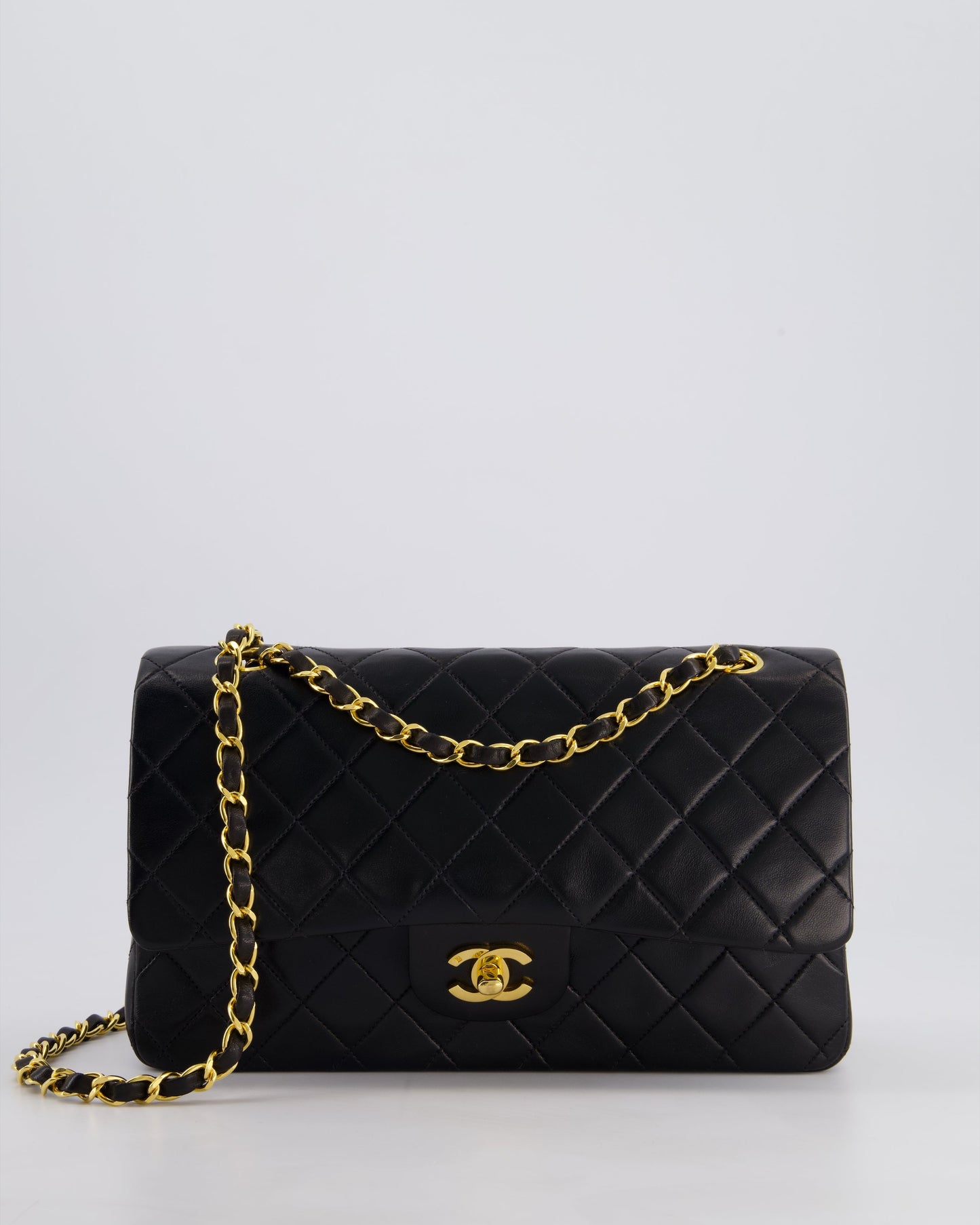 *PERFECT VINTAGE* Chanel Vintage Black Medium Classic Double Flap Bag in Lambskin Leather with 24k Gold Hardware