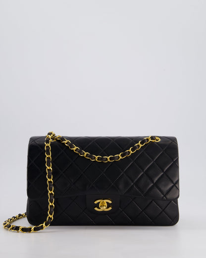 *PERFECT VINTAGE* Chanel Vintage Black Medium Classic Double Flap Bag in Lambskin Leather with 24k Gold Hardware