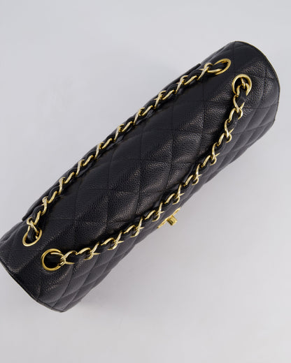 Chanel Black Jumbo Classic Double Flap Bag in Caviar Leather with Gold Hardware