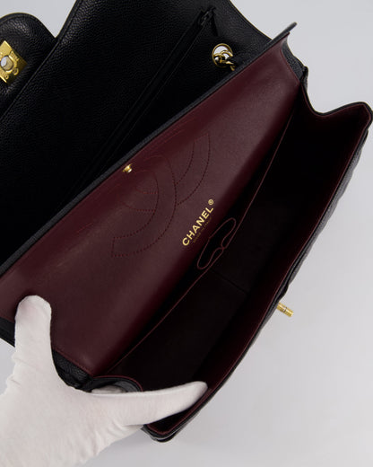 Chanel Black Jumbo Classic Double Flap Bag in Caviar Leather with Gold Hardware