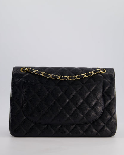 Chanel Black Jumbo Classic Double Flap Bag in Caviar Leather with Gold Hardware