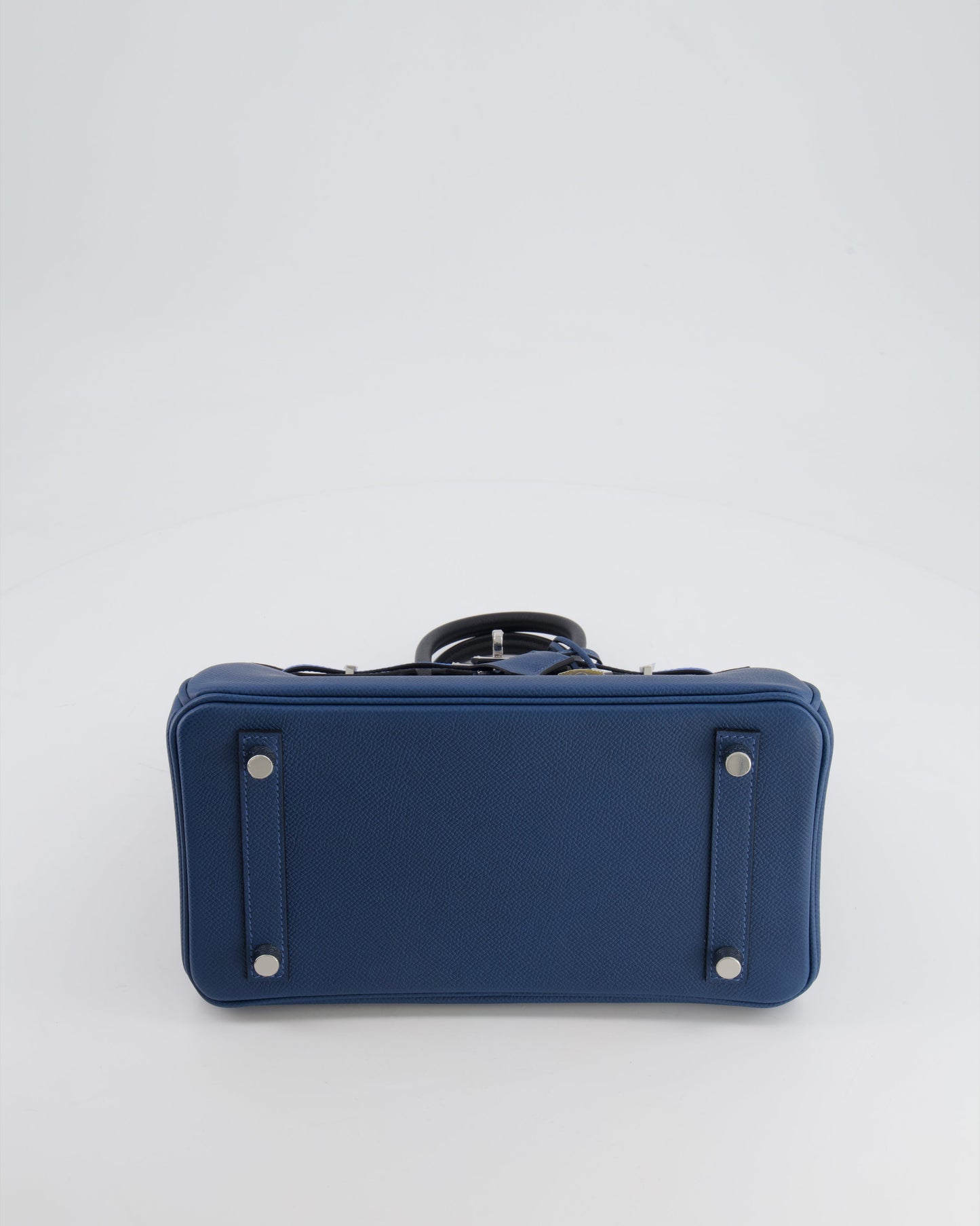 Hermès Birkin 25cm Retourne Tricolour in Deep Blue, Bleu Hydra and Black Epsom Leather with Palladium Hardware