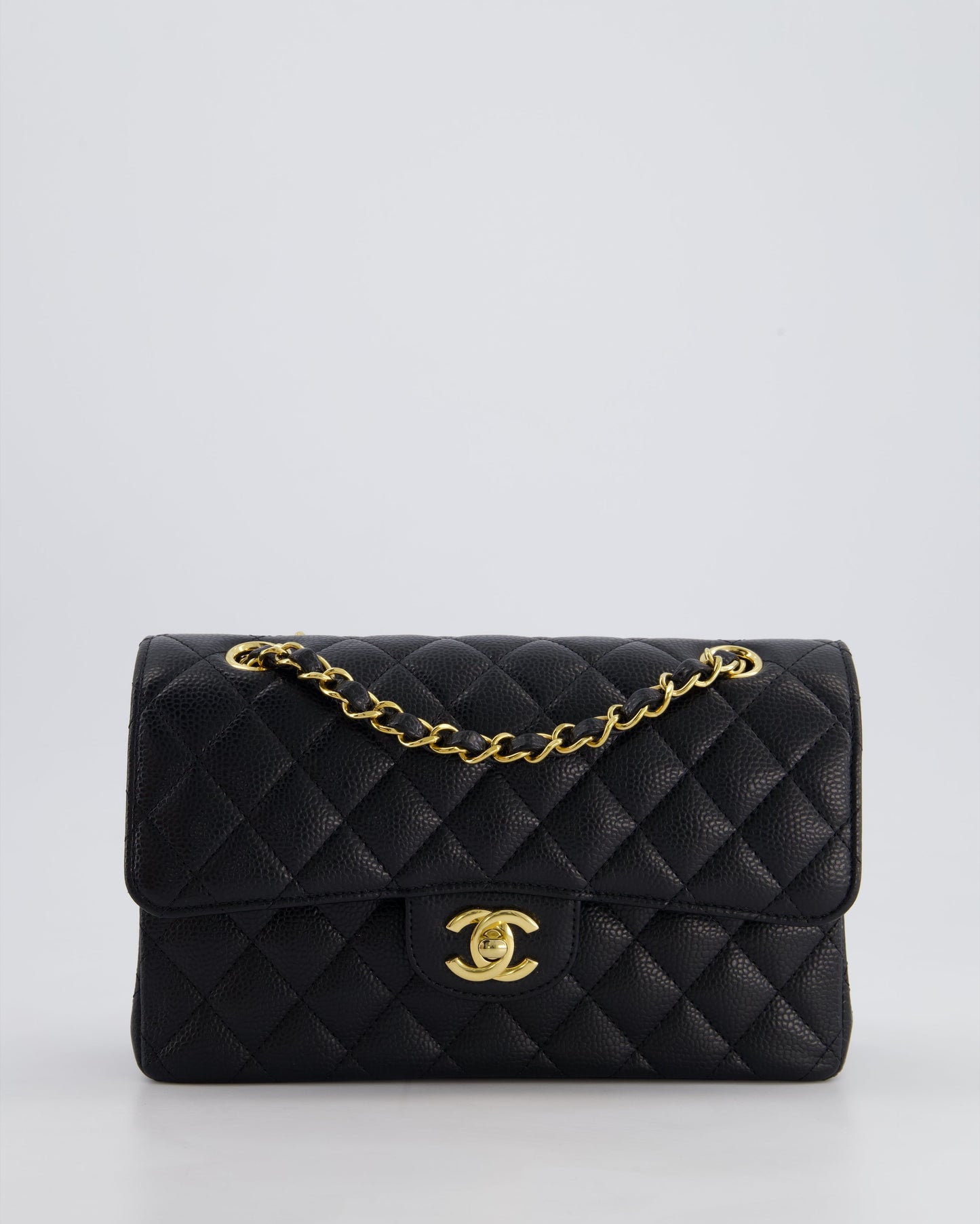 Chanel Black Small Classic Double Flap Bag in Caviar Leather with Gold Hardware