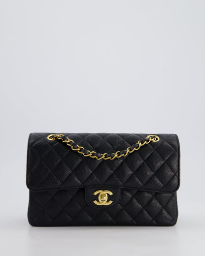 Chanel Black Small Classic Double Flap Bag in Caviar Leather with Gold Hardware