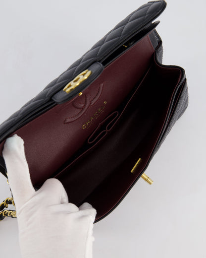 Chanel Black Small Classic Double Flap Bag in Caviar Leather with Gold Hardware