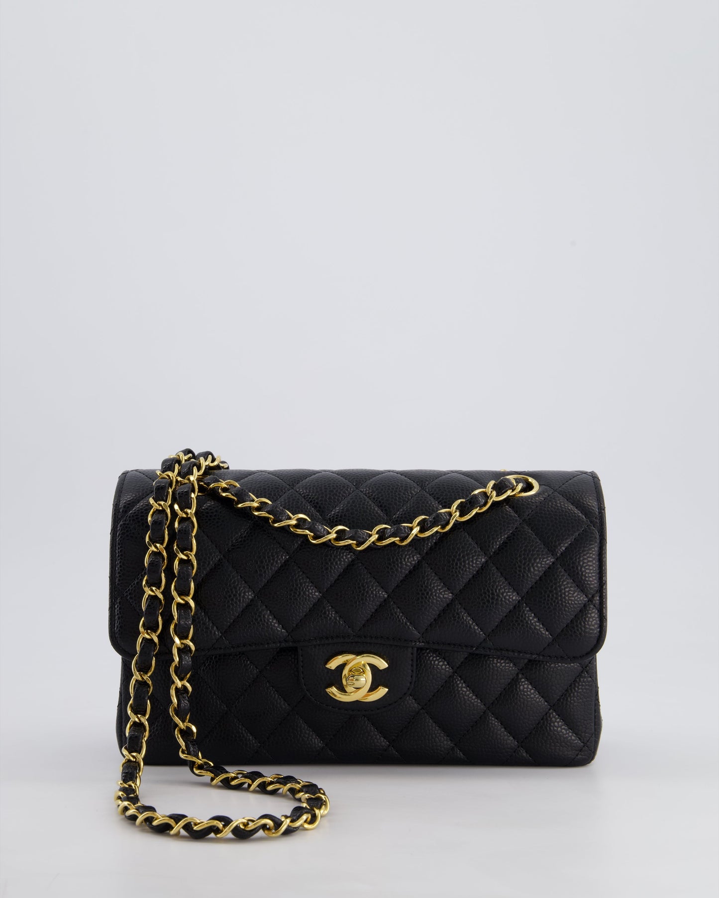 Chanel Black Small Classic Double Flap Bag in Caviar Leather with Gold Hardware