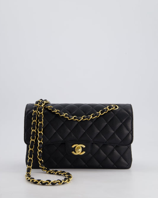 Chanel Black Small Classic Double Flap Bag in Caviar Leather with Gold Hardware