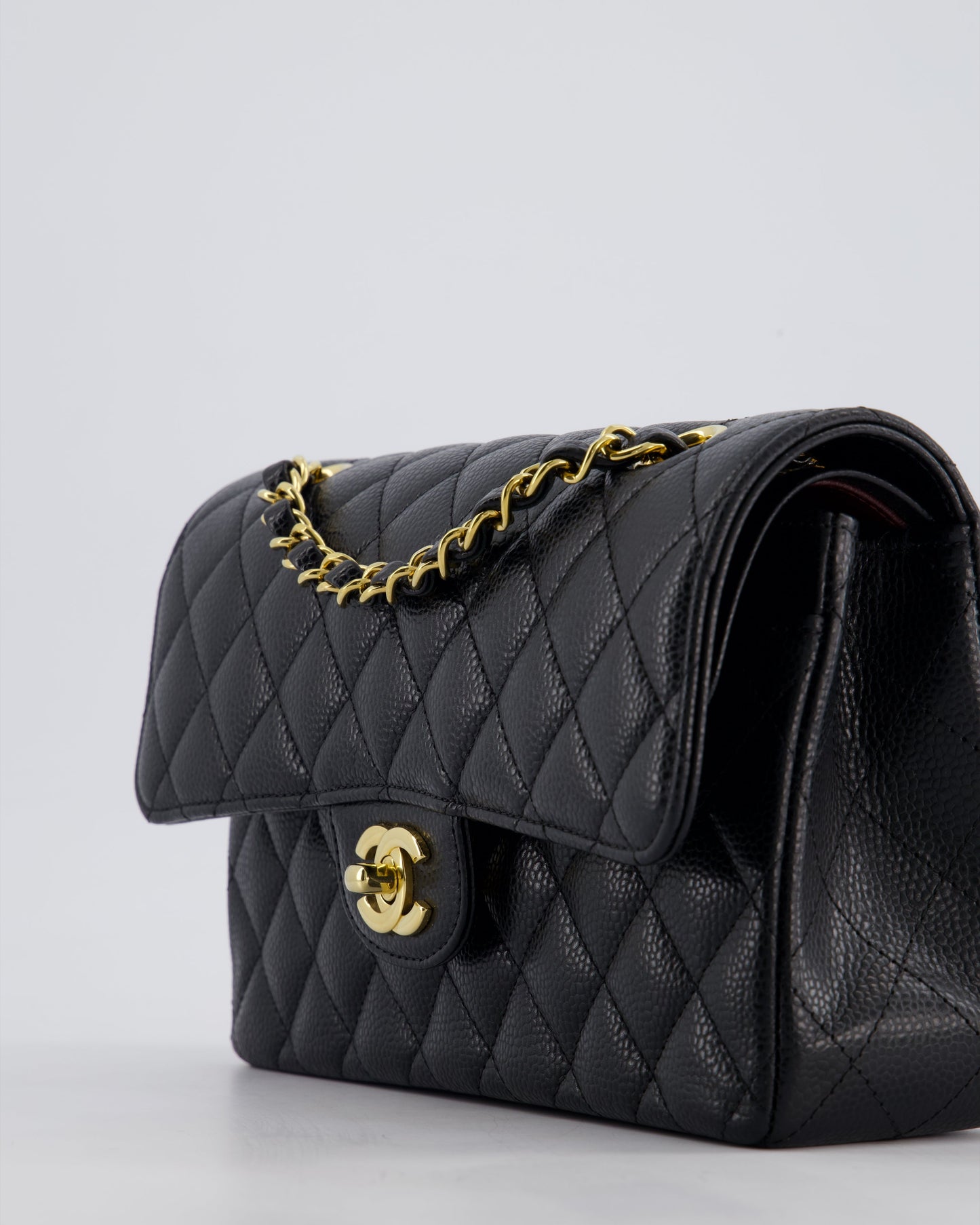 Chanel Black Small Classic Double Flap Bag in Caviar Leather with Gold Hardware