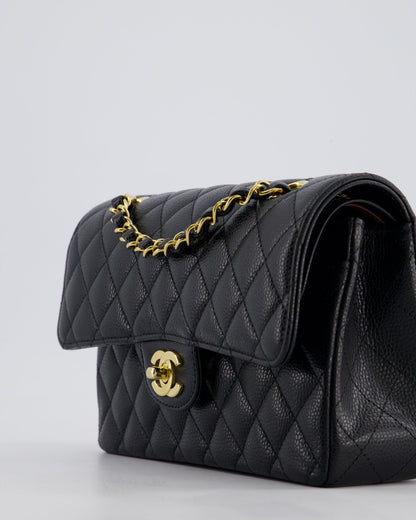 Chanel Black Small Classic Double Flap Bag in Caviar Leather with Gold Hardware