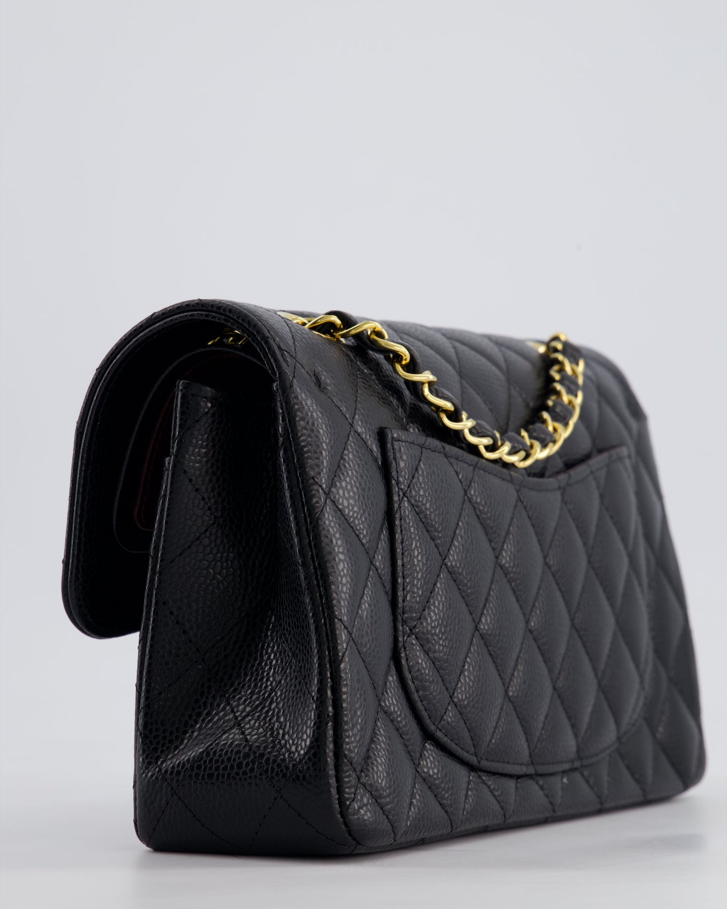 Chanel Black Small Classic Double Flap Bag in Caviar Leather with Gold Hardware