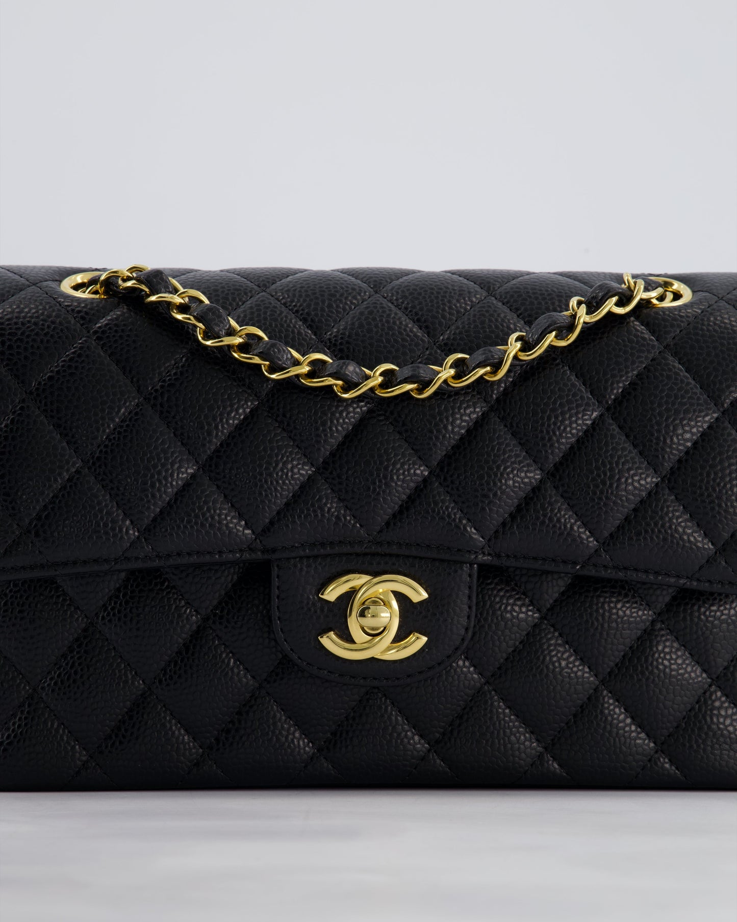 Chanel Black Small Classic Double Flap Bag in Caviar Leather with Gold Hardware