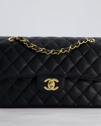 Chanel Black Small Classic Double Flap Bag in Caviar Leather with Gold Hardware