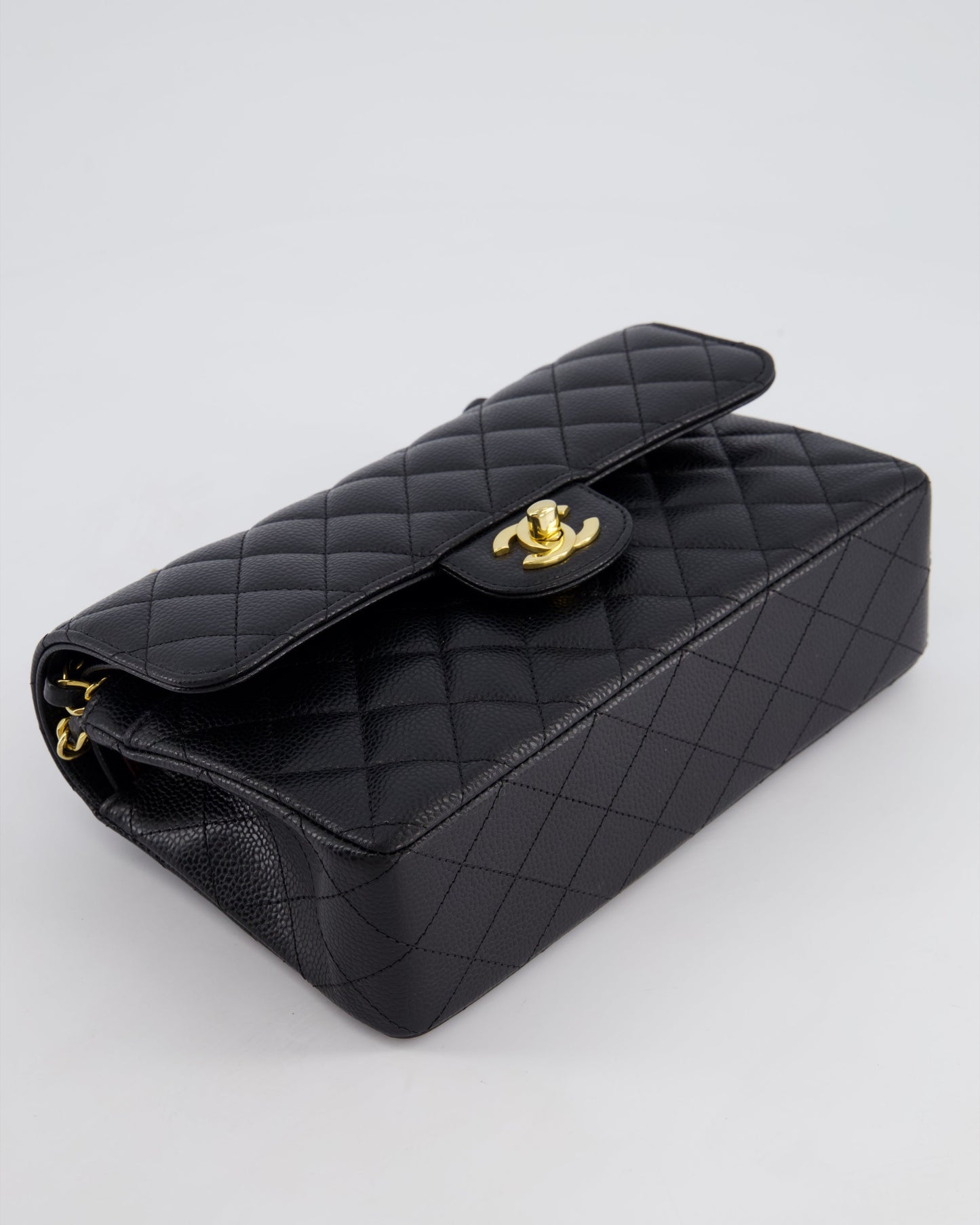 Chanel Black Small Classic Double Flap Bag in Caviar Leather with Gold Hardware