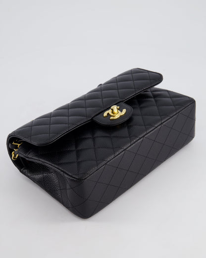 Chanel Black Small Classic Double Flap Bag in Caviar Leather with Gold Hardware
