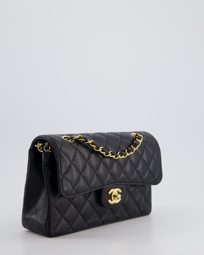 Chanel Black Small Classic Double Flap Bag in Caviar Leather with Gold Hardware