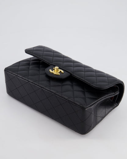 Chanel Black Small Classic Double Flap Bag in Caviar Leather with Gold Hardware