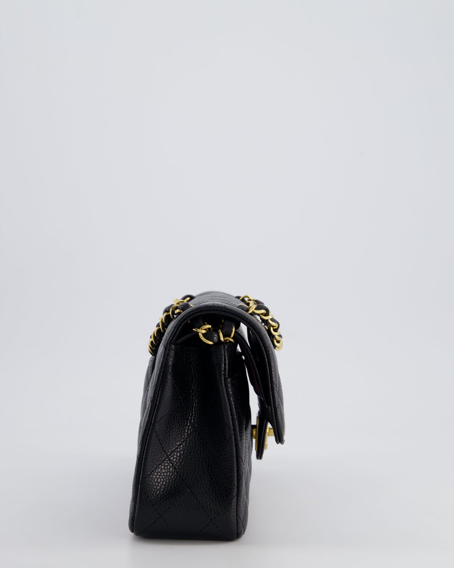 Chanel Black Small Classic Double Flap Bag in Caviar Leather with Gold Hardware
