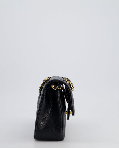Chanel Black Small Classic Double Flap Bag in Caviar Leather with Gold Hardware