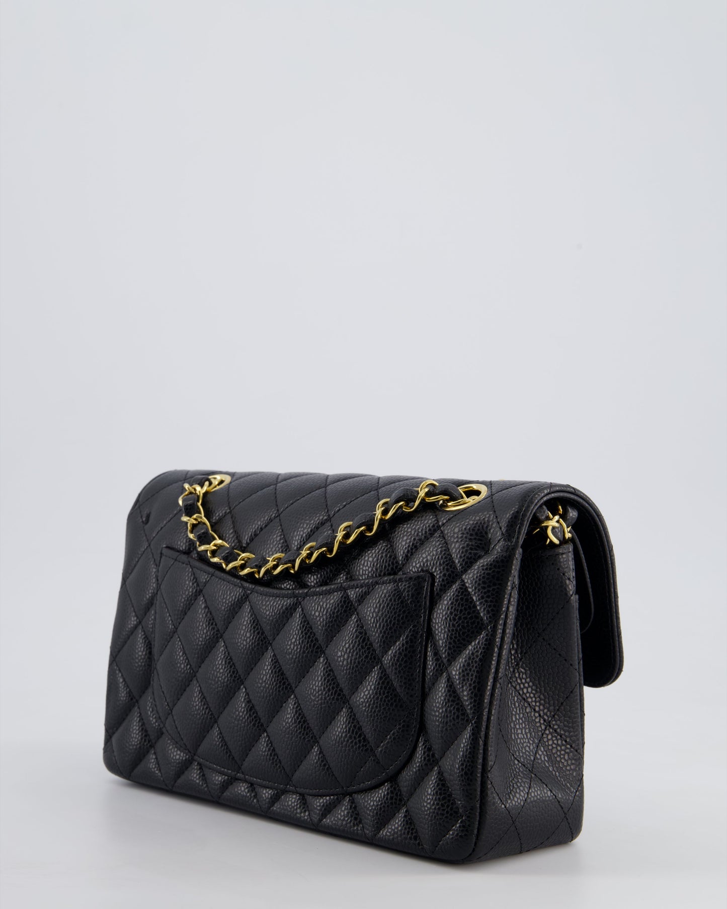 Chanel Black Small Classic Double Flap Bag in Caviar Leather with Gold Hardware