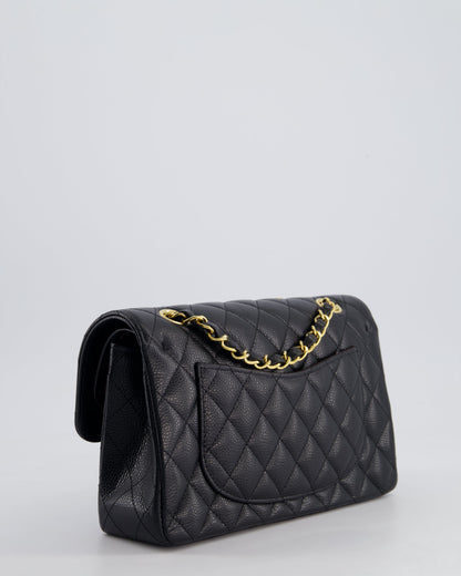 Chanel Black Small Classic Double Flap Bag in Caviar Leather with Gold Hardware