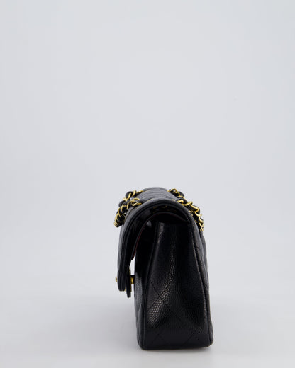 Chanel Black Small Classic Double Flap Bag in Caviar Leather with Gold Hardware
