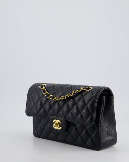 Chanel Black Small Classic Double Flap Bag in Caviar Leather with Gold Hardware