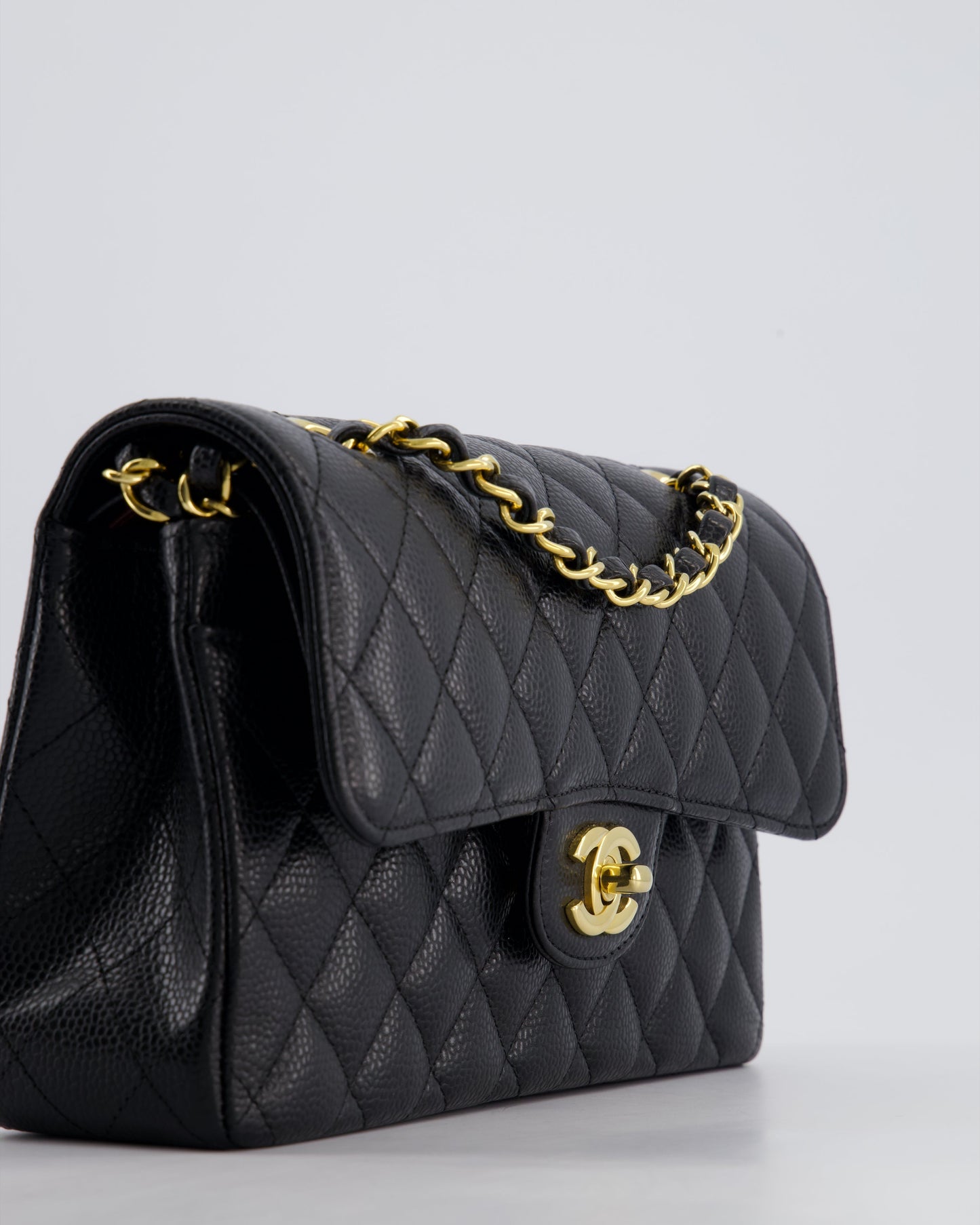 Chanel Black Small Classic Double Flap Bag in Caviar Leather with Gold Hardware
