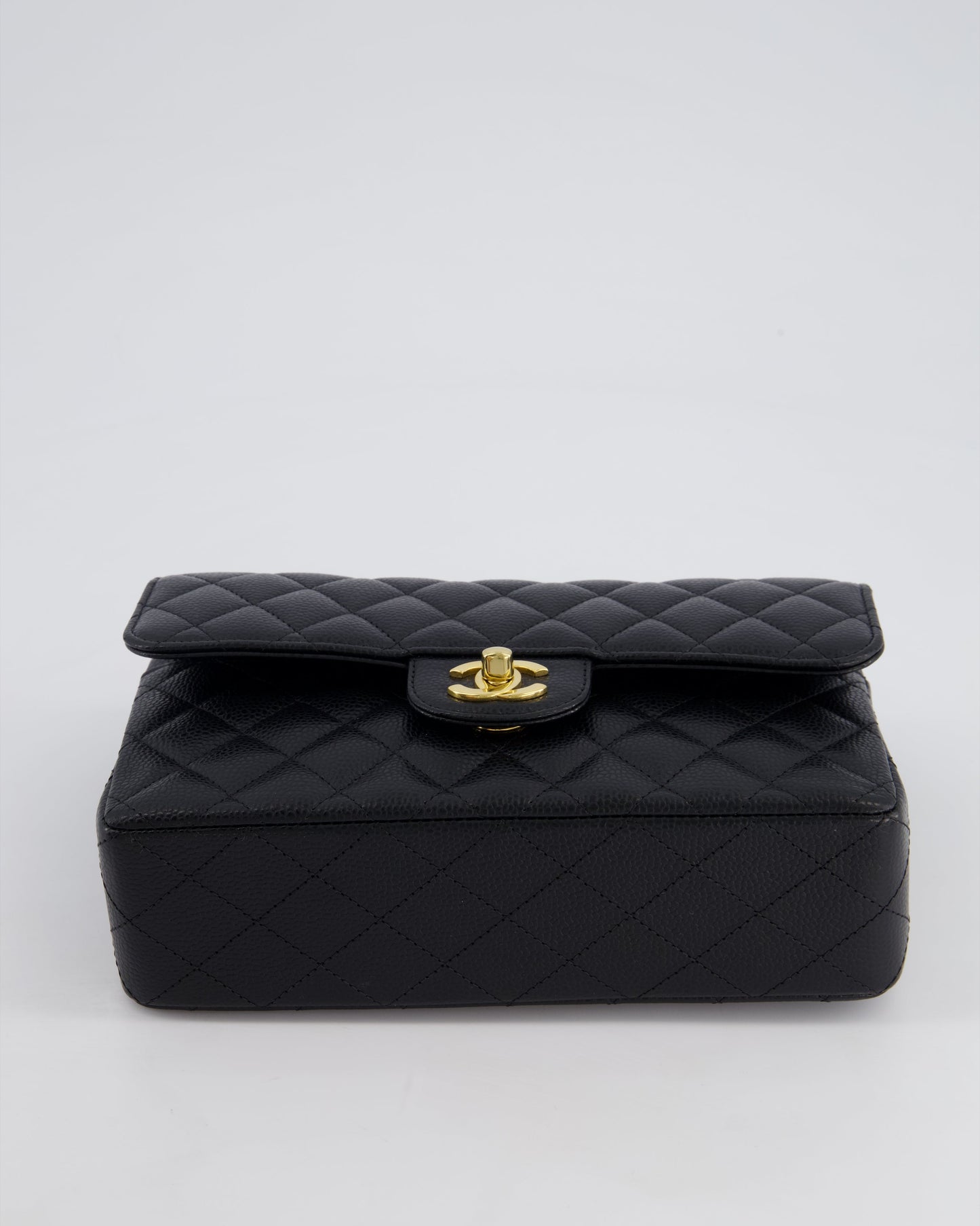 Chanel Black Small Classic Double Flap Bag in Caviar Leather with Gold Hardware